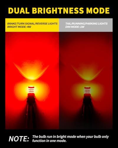 AUXLIGHT LED Strobe/Flash Brake Tail Light Bulbs 3157 3156 LED Bulb Red 320% Brighter 3057 3056 4157 T25 Led Bulbs for Tail Stop Brake Lights (Brilliant Red, Pack of 2)