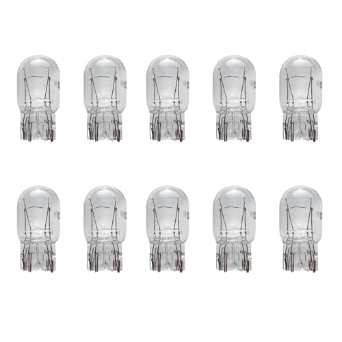 10PCS 7443 Bulb, Car Brake Lights, 1891/7443 12V 21/5W Quartz Glass Shockproof Anti-UV Dual-filament Mini Halogen Bulbs, Universal T20 Automotive Brake Bulb Car Accessory for Cars Trucks SUVs (White)