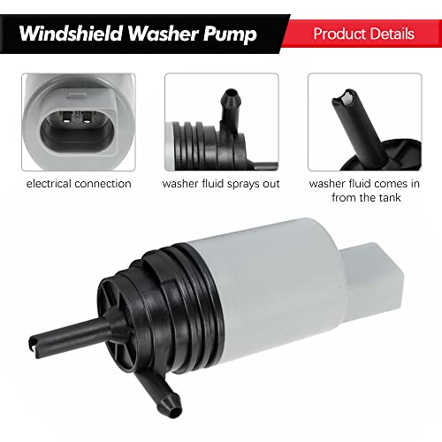 Front Windshield Washer Pump w/Grommet Replacement for BMW 328i, 325xi, 325i, 525i, 535i GT, 550i,640i, M3, M5, M6 Replaces OEM 67126934159, 67127302589, 21323-232316A
