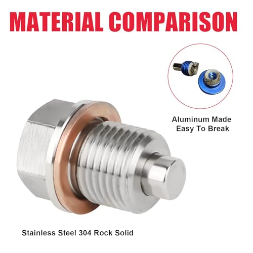 M16 x 1.5 Magnetic Oil Drain Pan Plug,Magnetic Stainless Steel Oil Drain Plug Nut Bolt,with 3 PCS Copper Crush Washer Anti Leakage,Universal Leak-proof Replacement,Fits Most Cars, Motorcycles, Boats