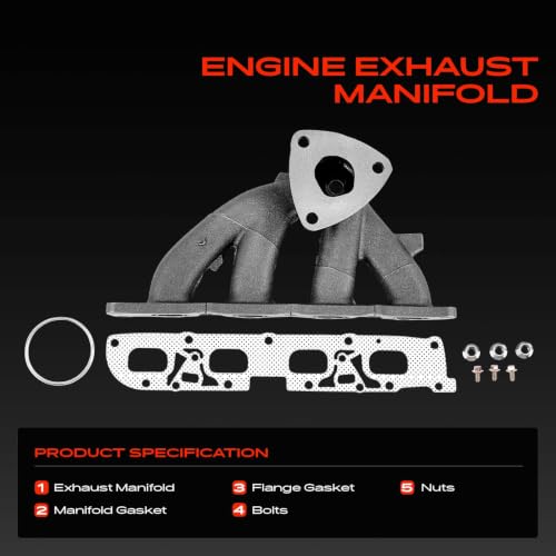 A-Premium L4 2.4L Engine Exhaust Manifold W/Gasket & Bolts & Nuts Fit for Chevrolet Equinox 2010-2012, Captiva Sport 2012 & GMC Terrain 2010-2012, Sport Utility Only, Replaces 12609823