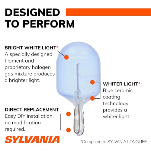 SYLVANIA - 7440 SilverStar Mini Bulb - Brighter and Whiter Light, Ideal for Daytime Running Lights (DRL) and Back-Up/Reverse Lights (Contains 2 Bulbs)