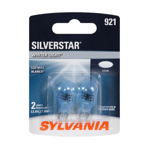 SYLVANIA - 921 SilverStar Mini Bulb - Brighter and Whiter Light, Ideal for Center High Mount Stop Light (CHMSL) and More (Contains 2 Bulbs)