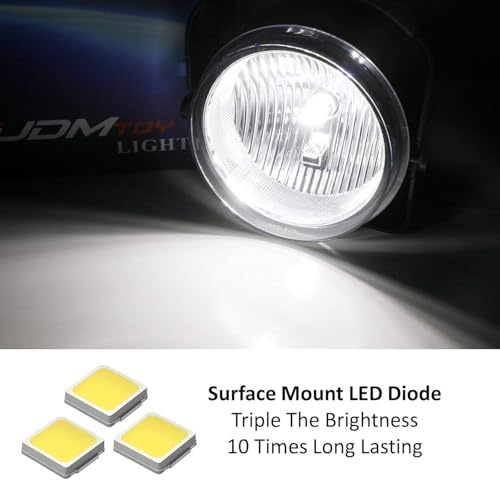 iJDMTOY OEM-Spec Clear Lens Fog Light Assemblies with Xenon White LED Bulbs Upgrade Compatible With GMC 2007-2013 Sierra 1500 2500 3500