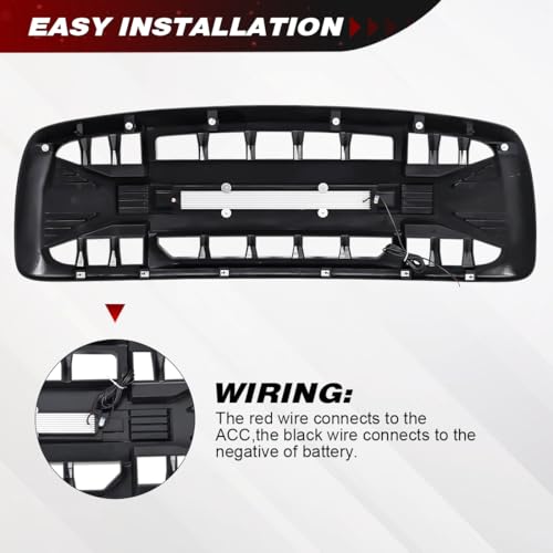 Allinoneparts Front Grille Compatible with 2002-2005 Dodge Ram 1500, 2003-2005 Ram 2500/3500, w/Off-Road Lights, Matte Black
