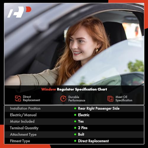 A-Premium Electric Power Window Regulator with Motor Compatible with Hummer H2 2003-2009 Rear Right Passenger Side