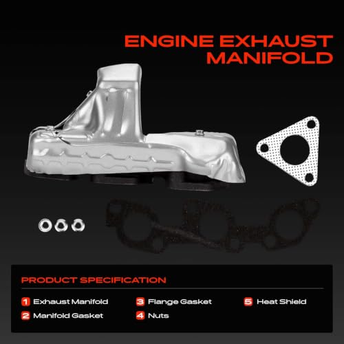 A-Premium Right Side [V6 3.3L] Engine Exhaust Manifold W/Gasket & Nuts Fit for Nissan Frontier 1999-2004, Xterra 2000-2004, Replaces 140044S102 140044S103