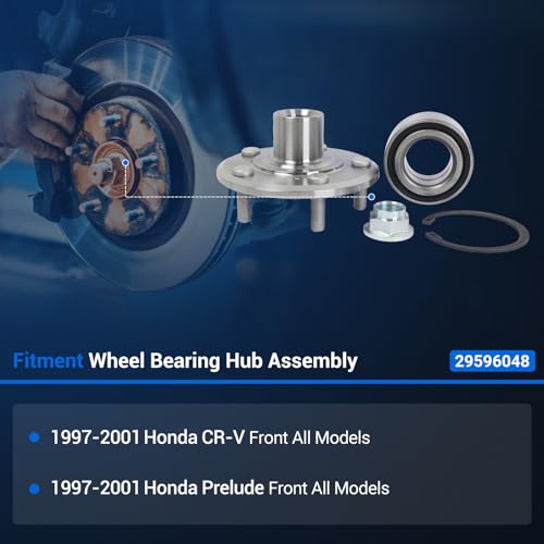 Autoround 29596048 Front Wheel Bearing Hub Assembly fit for 1997-2001 Honda CR-V/Prelude