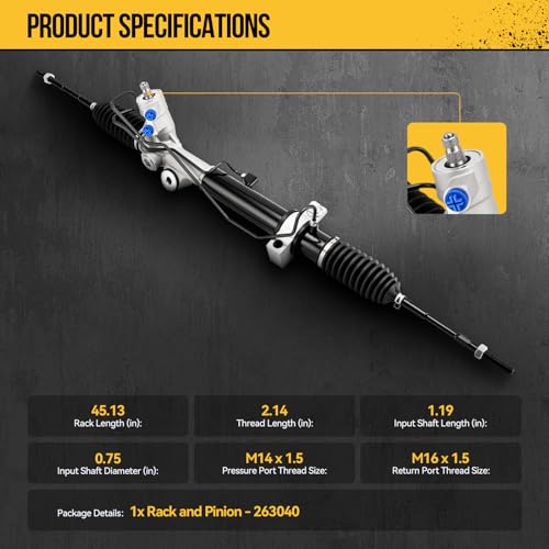 KAC Hydraulic Power Steering Rack and Pinion Assembly Compatible with Nissan 2005 2006 2007 Murano 3.5L AWD Replace# 263040