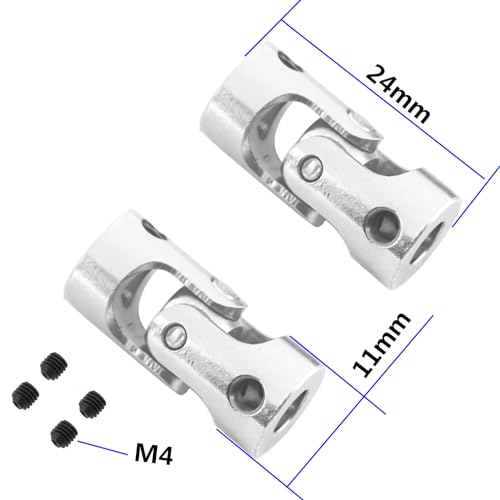 5Pack Vgoohobby Universal Rotatable Steering Shaft U Joint Coupling Motor Connector Coupler for RC Car Robot Crawler Boat (6mm to 6mm)