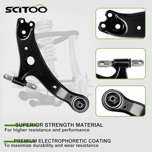 SCITOO 8pcs Front Suspension Kit Lower Control Arm Assembly Lower Ball Joints Outer Tie Rod Ends Sway Bar Links fit for 2012-2017 for Toyota Camry 2013-2018 for Toyota Avalon