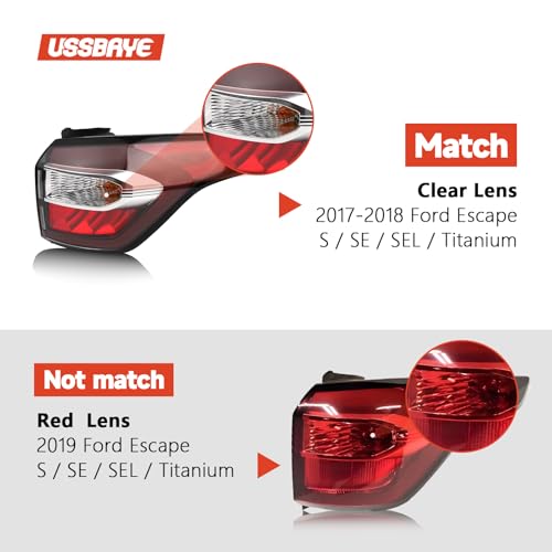 Tail Light Compatible with 2017 2018 Ford Escape S SE SEL Titanium Right