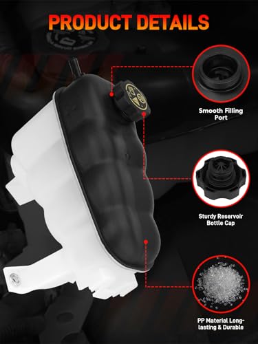 GDUKOP 603-054 Engine Coolant Expansion Reservoir Tank with Cap Compatible with Chevy Silverado 1500 2500 Tahoe, GMC Sierra 1500 Yukon, Cadillac Escalade 2007-2013 Replace# 22870828 15075118