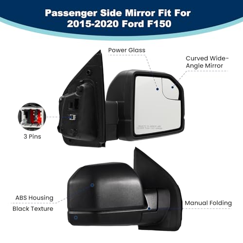 xingsichuang (3 Pins) Right Passenger Side Mirror For 2015-2020 Ford F150