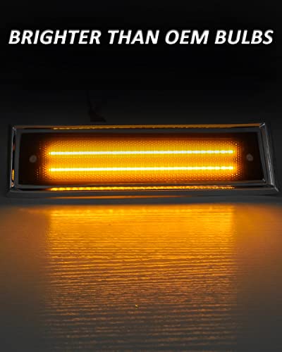 Bestview LED Side Marker Lights Compatible with 1981-1991 Chevy C10 C20 C30 GMC C1500 C2500 Suburban Blazer Jimmy, Driver & Passenger Side, Smoked Lens