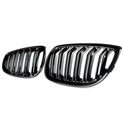BLWGROW Front Kidney Grille Glossy Black Compatible with 2006-2009 3 Series E92 & E93 Double Slats Grill Gloss Black