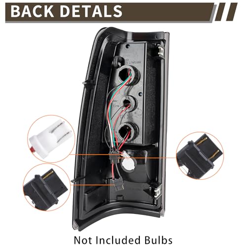 MiKaFex Tail Light Assembly Compatible With Chevy Silverado 1500 2500 3500 2003-2006 Driver and Passenger Side LED Smoke Black Rear Brake Lamps With Bulb Inside And Wiring Harness