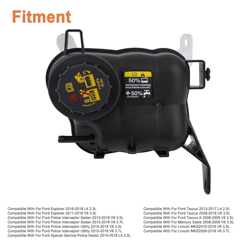 Engine Coolant Reservoir Radiator Expansion Tank(with Cap). Replaces Part # 603-364 FO3014136 AG1Z8A080S.Compatible With 08-18 Explorer Police Interceptor Taurus,08-19 Mercury Sable,09-16 Lincoln MKS