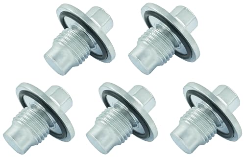5PCS M14x1.5mm Engine Oil Drain Plug Pilot Point Molded Gasket Fit for Chevy Chevrolet Camaro Colorado Express LCF Sonic Trax Traverse, Buick Encore, Replace 65423, 090-211, 090-211CD, 55568037