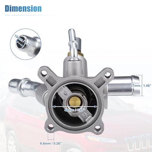 uxcell Engine Coolant Thermostat Housing Water Inlet Assembly for Chrysler 200 for Dodge Dart for Jeep Cherokee 2.4L No.5047772AB/5047263AB Integrated Thermostat Housing Assembly W/Sensor