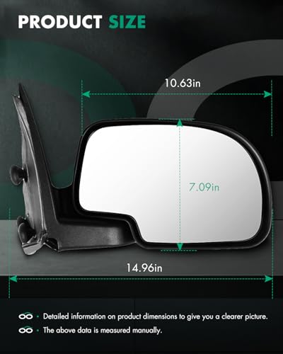 SCITOO Side View Mirrors fit 1999-2006 For Chevy Silverado Suburban Tahoe For GMC Sierra Yukon Manual Adjusted Folding Side Mirrors (1999-2000 New Body Style 2007 Classic) GM1320230, GM1321230