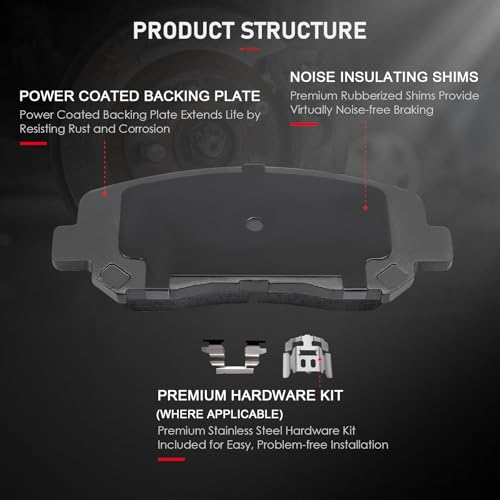 cciyu D1623 D1647 Ceramic Front Rear Brake Pad Set Fit For 2013-2016 For Dodge Dart