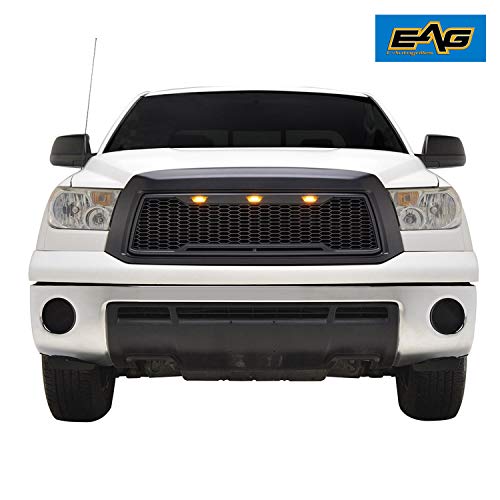 EAG Replacement Upper Grille Front Grill with Amber LED Lights Fit for 10-13 Tundra - Matte Black