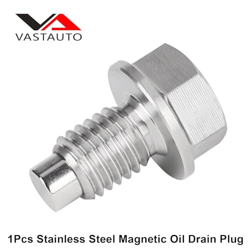 M12 x 1.75 Magnetic Oil Drain Pan Plug,Magnetic Stainless Steel Oil Drain Plug Nut Bolt,with 3 PCS Copper Crush Washer Anti Leakage,Universal Leak-proof Replacement,Fits Most Cars,Motorcycles, Boats