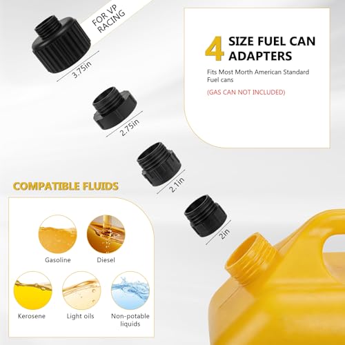 FEEDRON Automatic Fuel Transfer Pump with Auto-Stop, 3.8 Gallon per Min, 51'' Extra Long Hose,Battery or USB Powered, 4 Can Adapters, Fast and Safe Portable Gas Can Pump for Oil, Diesel,Gasoline.