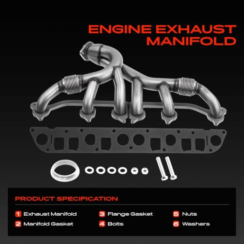 A-Premium New Stainless Steel Exhaust Manifold Kit W/Gaskets Fit for Jeep Grand Cherokee 1993-1998, Wrangler 1991-1995 1997-1999, Cherokee 1991-1999, Comanche, TJ, 4.0L, Replaces 33007072, 4883385