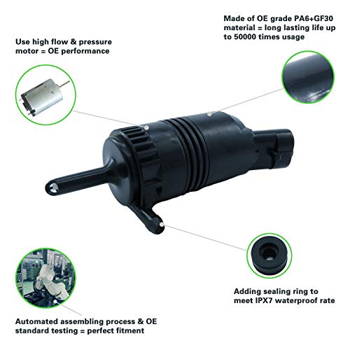 tostmolt 2pcs 12V Front+Rear Windshield Washer Fluid Pump Motor w/Grommet Fit Astro Safari Trailblazer Envoy Suburban Yukon Tahoe Escalade Acadia Typhoon S15 Jimmy S10 Blazer Traverse Caprice & Multi