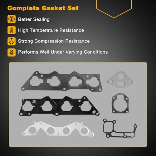 HS26236PT-2 Cylinder Head Gasket Set with Bolts for 1.7L D17A1 L4 Engine, Compatible with 2001-2005 Honda Civic LX DX, Replace# HS26236PT HBHO034