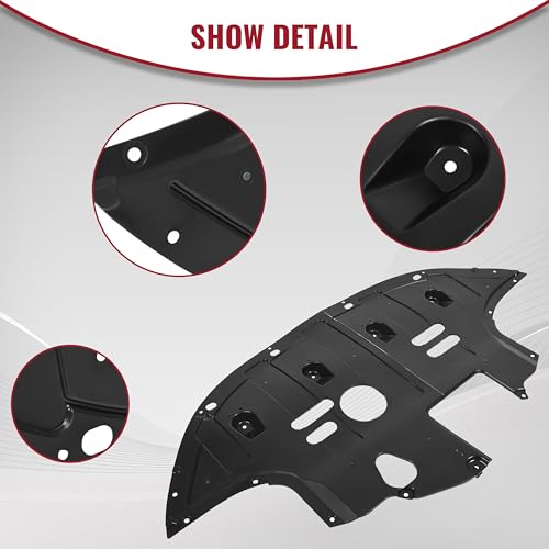 HECASA Front Engine Splash Shield Compatible with 2017-2020 Hyundai Elantra 2.0L Engine Protection Under Cover Plastic Black Replacement for 29110F3100 29110-F2100 HY1228201 HY1228187