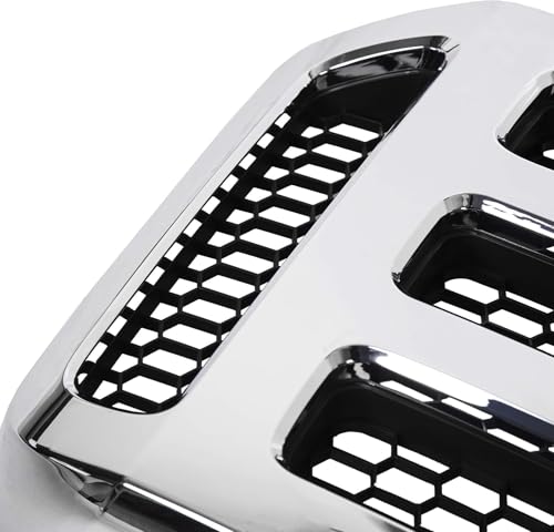 HECASA Front Grille Compatible with 2005-2007 Ford F250 F350 F450 F550 SuperDuty FO1200456 5C3Z8200BAA Upper Bumper Hood Grill W/Gray Honey Comb Chrome