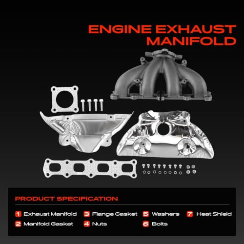 A-Premium L4 Engine Exhaust Manifold Kit Fit for Jeep Compass Patriot 2007-2017 & Dodge Journey 2009-2020, Avenger 2008-2014, Caliber 2007-2012 & Chrysler 200, Sebring, W/Gasket, Bolt, Nut, Washers