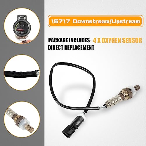 O2 Oxygen Sensor 15717 Downstream Upstream Compatible with Ford F150 F250 F350 Ranger Escape Explorer Lincoln Mazda Mercury Replaces 15716 15718 Set of 4