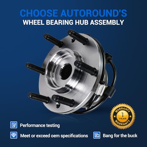 Autoround Front Wheel Hub and Bearing Assembly 513188 fit for Chevy Trailblazer SSR, GMC Envoy, Buick Rainier, Oldsmobile Bravada, Isuzu Ascender, Saab 9-7x 6 Lug w/ABS