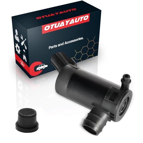 Windshield Washer Pump Replacement for Ford F150/250/350 Super Duty, E150 series, Escape, Focus, Mazda - OTUAYAUTO Factory OE Style with Grommet Replaces OEM F6SU17664DA, 7L8Z-17664-A, WG-318