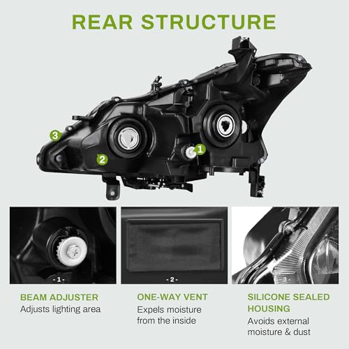 AUTOSAVER88 Headlight Assembly Compatible with 2013 2014 2015 Altima 4-Door Sedan 13 14 15 Altima Base/S/SL/SV Projector Headlamp Direct Replacement Chrome Housing Amber Reflector Left + Right