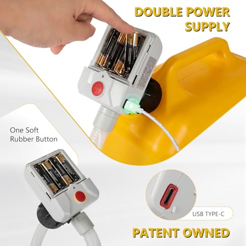 FEEDRON Automatic Fuel Transfer Pump with Auto-Stop, 3.8 Gallon per Min, 51'' Extra Long Hose,Battery or USB Powered, 4 Can Adapters, Fast and Safe Portable Gas Can Pump for Oil, Diesel,Gasoline.