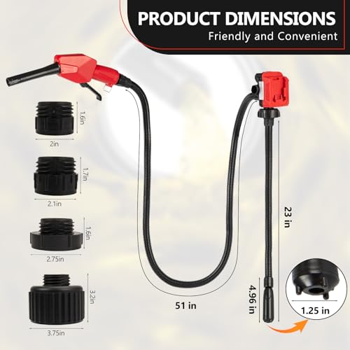 Vierkate 5GPM Cordless Fuel Transfer Pump,Auto-Stop & Hand Nozzle, Compatible with DeWalt 20V & Milwaukee 18V Batteries, 51'' hose,Vertical Operated Gas Can Pump for Diesel,Gasoline(Bare Tool)