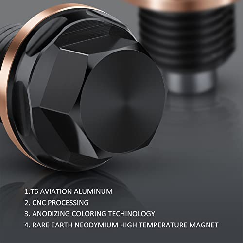 DEEFILL M14 x 1.5 Magnetic Oil Drain Plug T6 Aviation Aluminum with Crush Washer Gasket Compatible with Ford GM Hyundai KIA and More Select Models