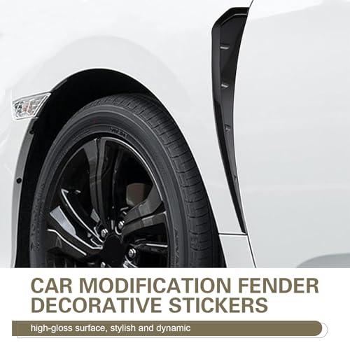 Icyfond 2PCS Car Fender Side Vents, ABS Spoiler Body Fender Cover, Air Flow Intake Hole Grille, Fenders Decorative Sticker, Sport Stytle Car Exterior Accessory, Universal for Most Cars(Black)