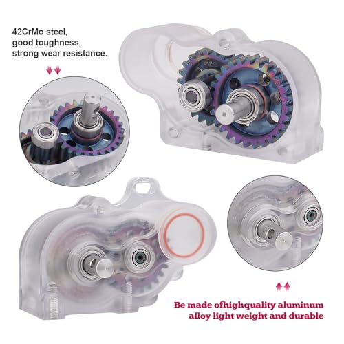 HobbyPark LCG Complete Transmissions Gearbox for 1/10 RC Crawler SCX10 SCX10 II | Low Center of Gravity, Lightweight Design, Hardened Steel Gears | Ideal for Custom LCG Builds (Transparent)