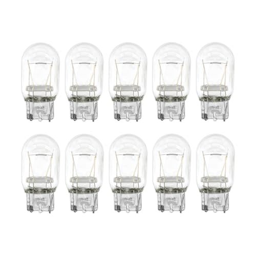 TNAIYH 10PCS Car 7443 Bulb, T20 12V W21/5W Clear Glass Vehicle Stop Brake Tail Turn Signal Light, Long Life DRL Reverse Light Miniature Bulb, Compatible with Silverado Canyon Fusion (Clear)