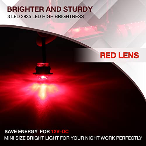 TMH 3/4 Inch Mount 10 pcs Amber + 10 pcs Red LED Clearance Bullet Side LED Marker Lights for Trailer Truck RV Car Bus Van (Pack of 20)