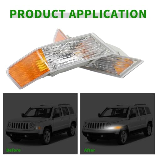 Yunnergo 1 Pair Front Turn Signal Lights Lamps Compatible with Patriot 2007-2017, 68004180AC, CH2527102, 68004181AC, CH2526102