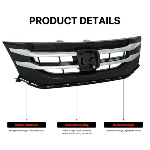 KARPAL Front Bumper Grille Lower Grill with Chrome Trim Compatible with 2014 2015 2016 2017 Honda Odyssey 75101TK8A22 Black