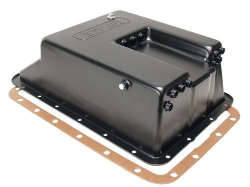 Derale 14208 Transmission Pan, Cooling, Deep Sump, Flat, 6.313 in Deep, Adds 7.938 qt Capacity, Steel, Black Paint, 4R100 / E4OD / 5R110 / 5R110W, Each