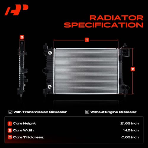 A-Premium Engine Coolant Radiator with Transmission Oil Cooler Compatible with Chevrolet Chevy Sonic 2012 2013 2014 2015 2016 2017 2018, L4 1.8L, Automatic Trans., Replace# GM3010546